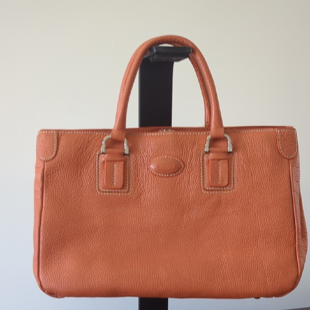 Tods Orange Leather Tote Bag - Picture 1 of 7